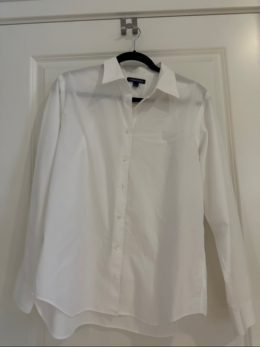 Lands' End Women's White Classic Button-Front Dress Shirt